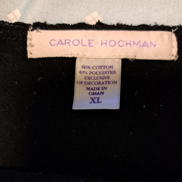 CAROLE HOCHMAN pajamas PJ'S black COTTON/POLY BLEND used LONG SLEEVES - Picture 2 of 4